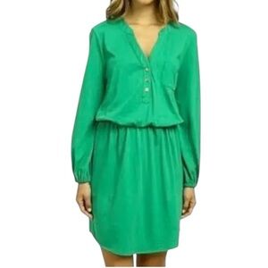 Lilly Pulitzer Beckett Kelly Green Drop Waist Blouson Jersey Knit Mini Dress - M